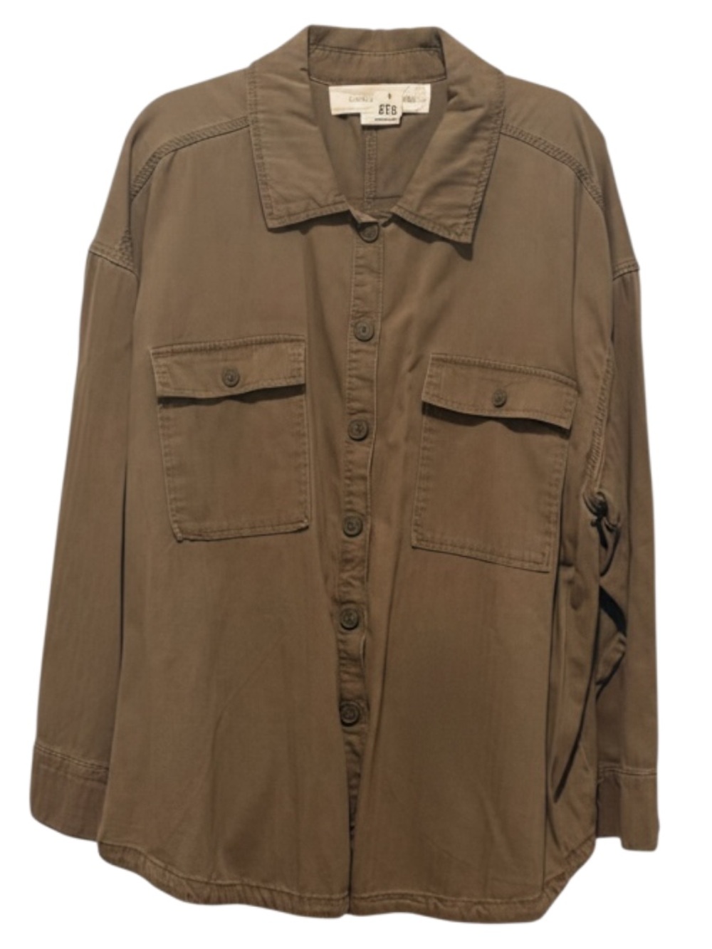 Nordstrom Treasure & Bond Olive Button-Front Shirt w/ Pockets Relaxed Fit 3X
